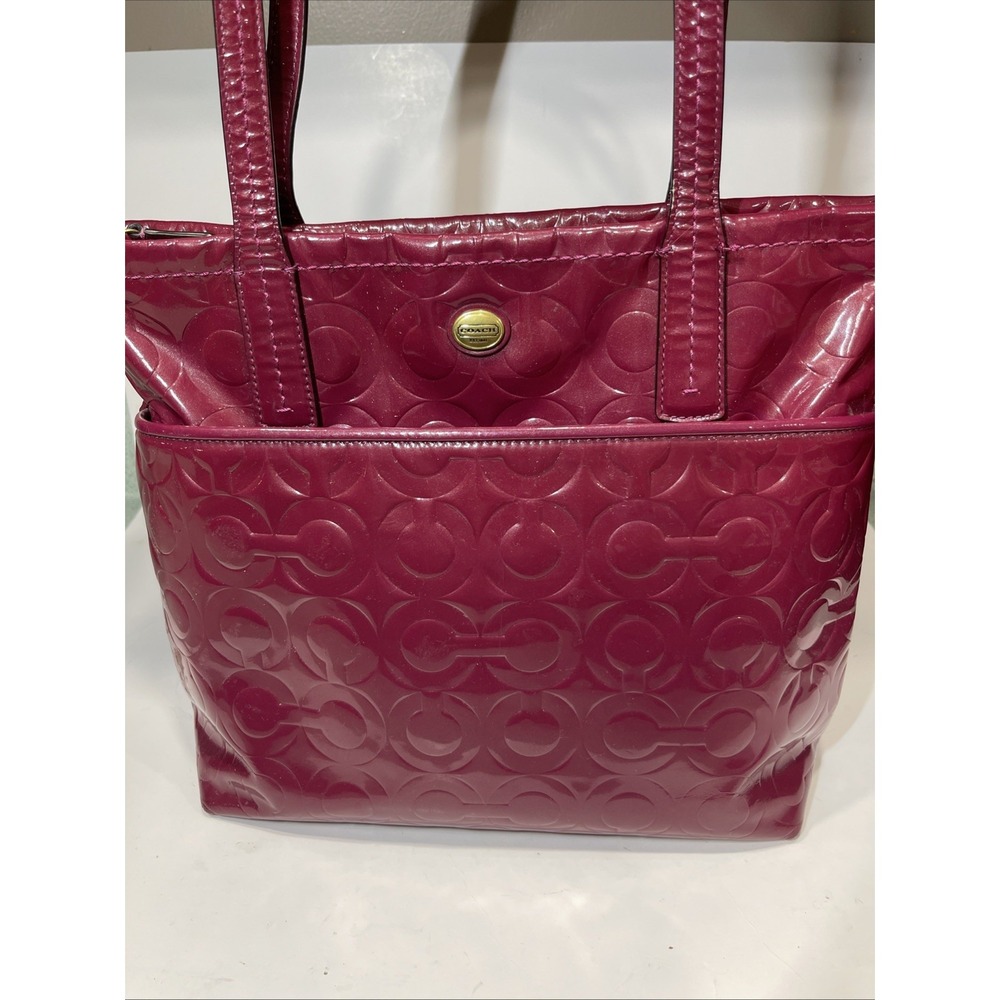 Y2K Coach 26901 Peyton Purse Patent Leather Tote Shoulder Bag Passion Berry